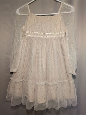 flounce sleeve frill trim star sequin mesh dress Black ruffle sheer smock star dress  The Moon Coven